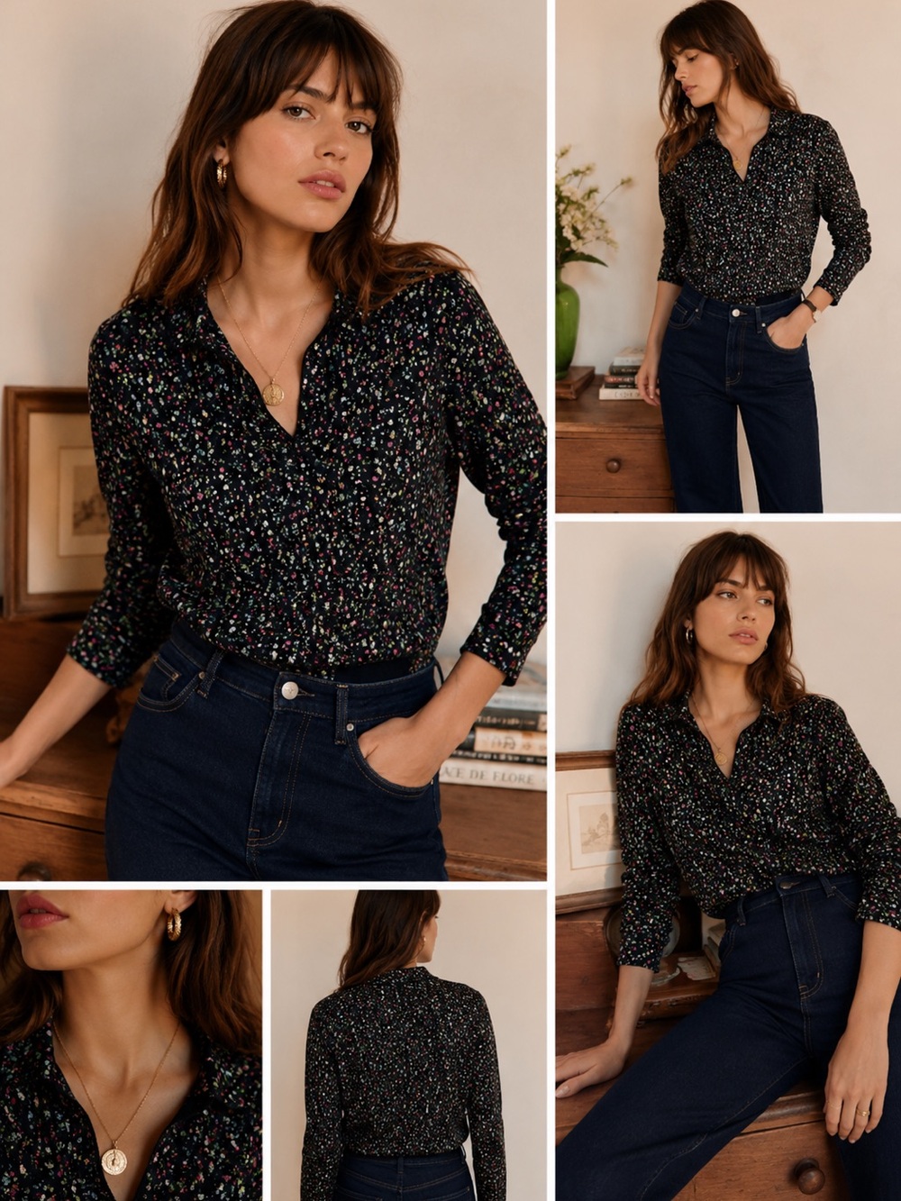 Fat Face Black Floral Top Dark Whimsigoth Size 12